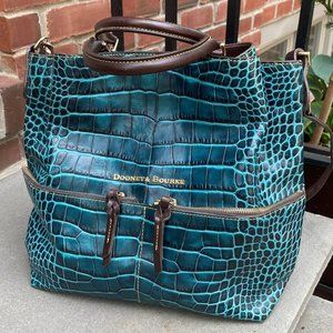 Dooney & Burke Shoppers Shoulder Bag, Unique Turquoise Alligator Leather